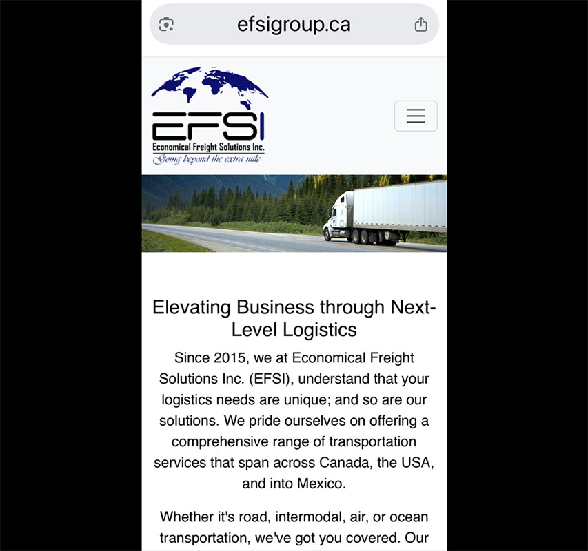 (EFSI) Economical Freight Solutions Inc. landing page